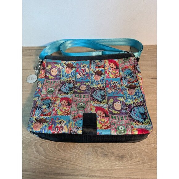 Disney Parks Store Pixar Crossbody Seatbelt Bag by Harveys 2024 Blue Characters - Picture 2 of 9